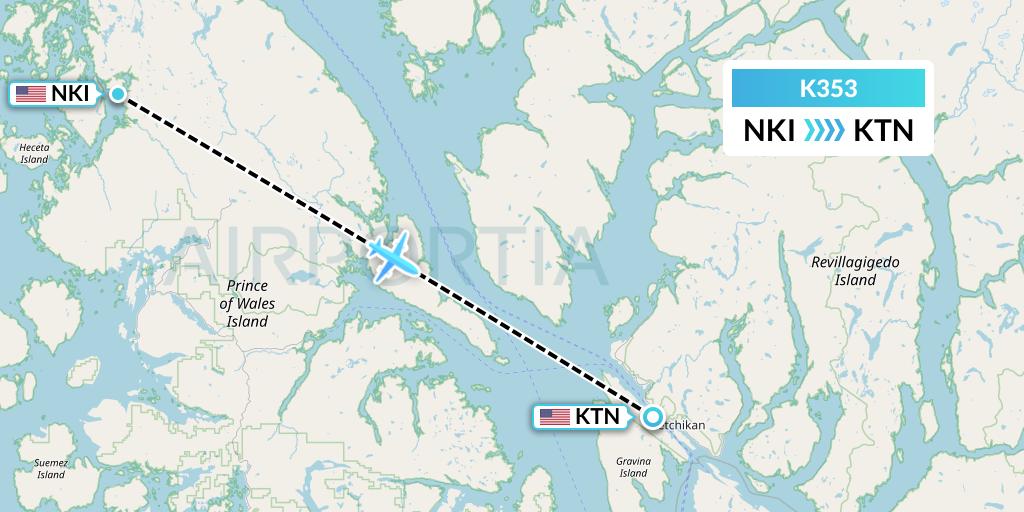 K353 Taquan Air Flight Map: Naukiti to Ketchikan