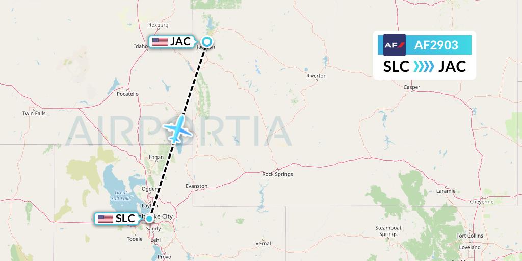 AF2903 Air France Flight Map: Salt Lake City to Jackson