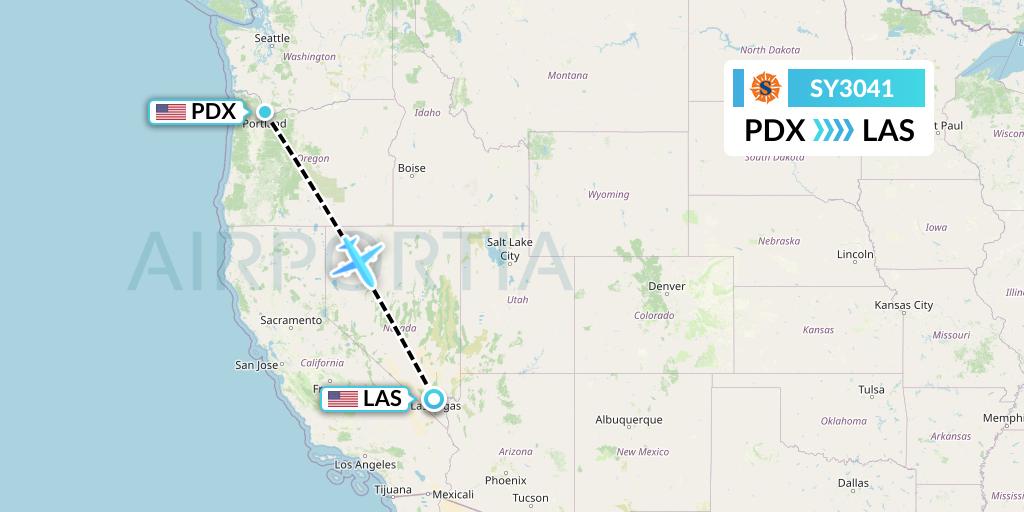 SY3041 Sun Country Airlines Flight Map: Portland to Las Vegas