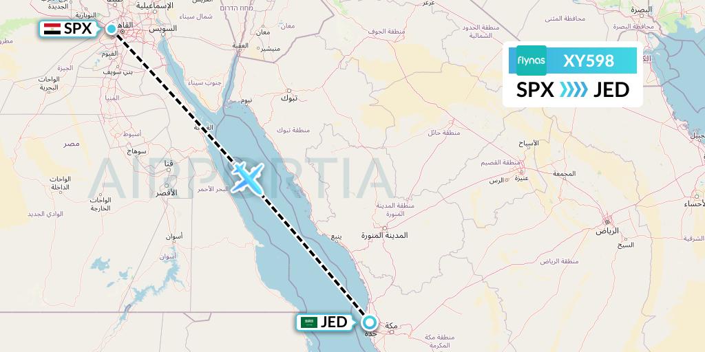 XY598 Flynas Flight Map: Cairo to Jeddah