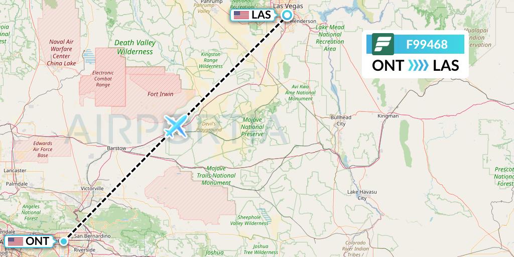 F99468 Frontier Airlines Flight Map: Ontario to Las Vegas