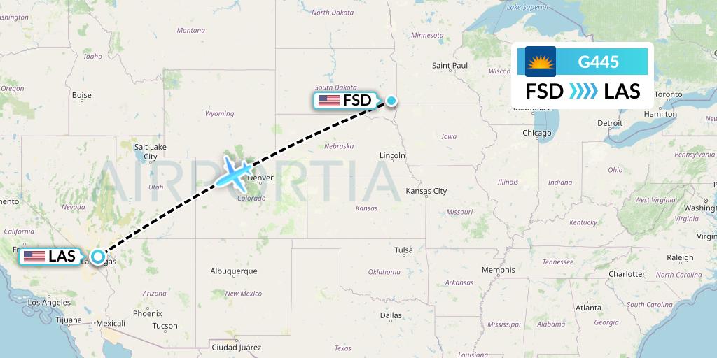 G445 Allegiant Air Flight Map: Sioux Falls to Las Vegas