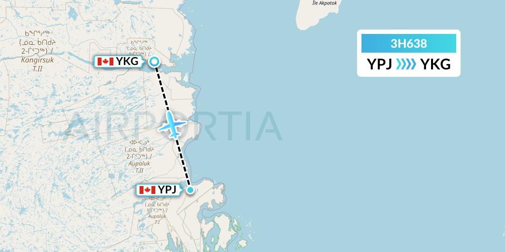 3H638 Air Inuit Flight Map: Aupaluk to Kangirsuk