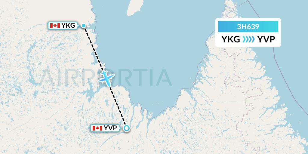 3H639 Air Inuit Flight Map: Kangirsuk to Kuujjuaq