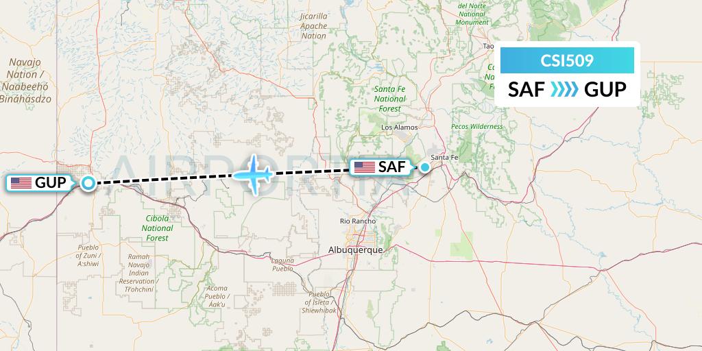 CSI509 Csi Aviation Flight Map: Santa Fe to Gallup
