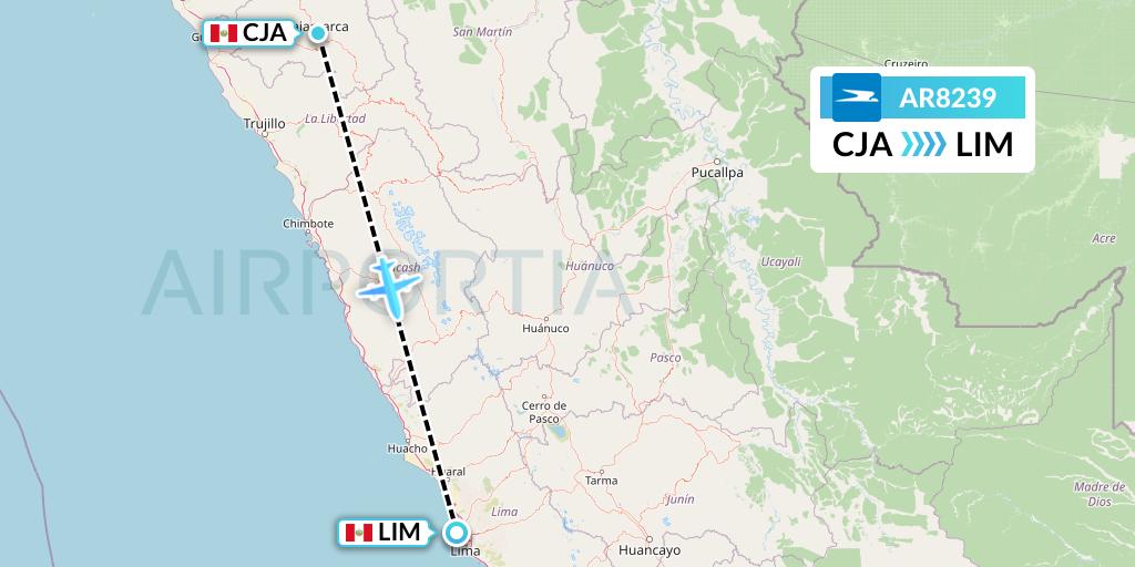 AR8239 Aerolineas Argentinas Flight Map: Cajamarca to Lima