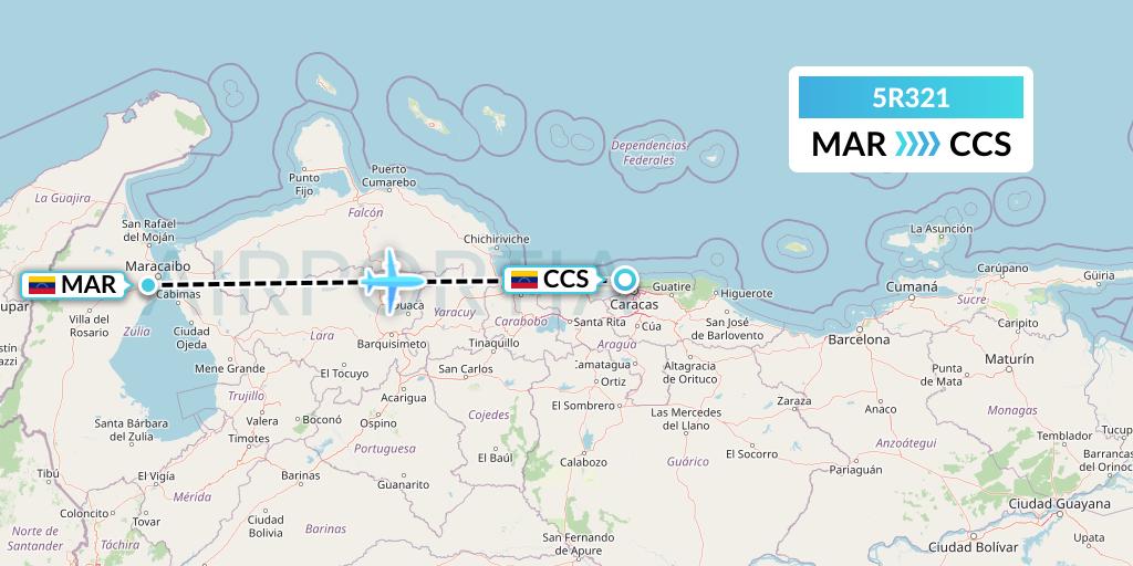 5R321 Rutaca Airlines Flight Map: Maracaibo to Caracas