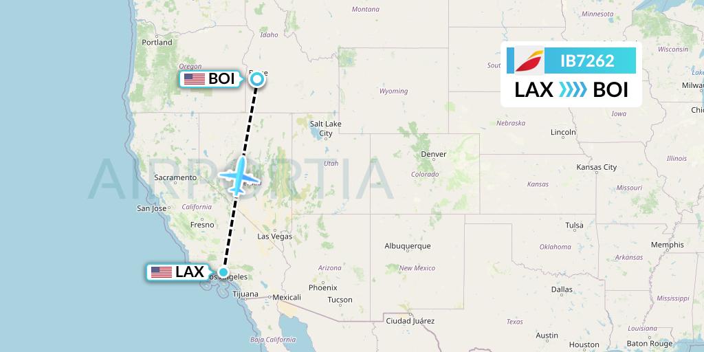 IB7262 Iberia Flight Map: Los Angeles to Boise