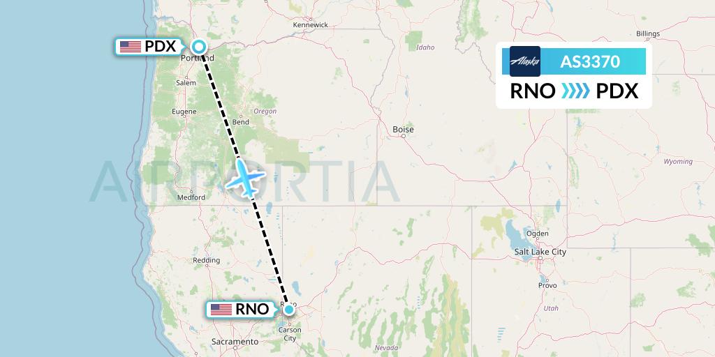 AS3370 Alaska Airlines Flight Map: Reno to Portland