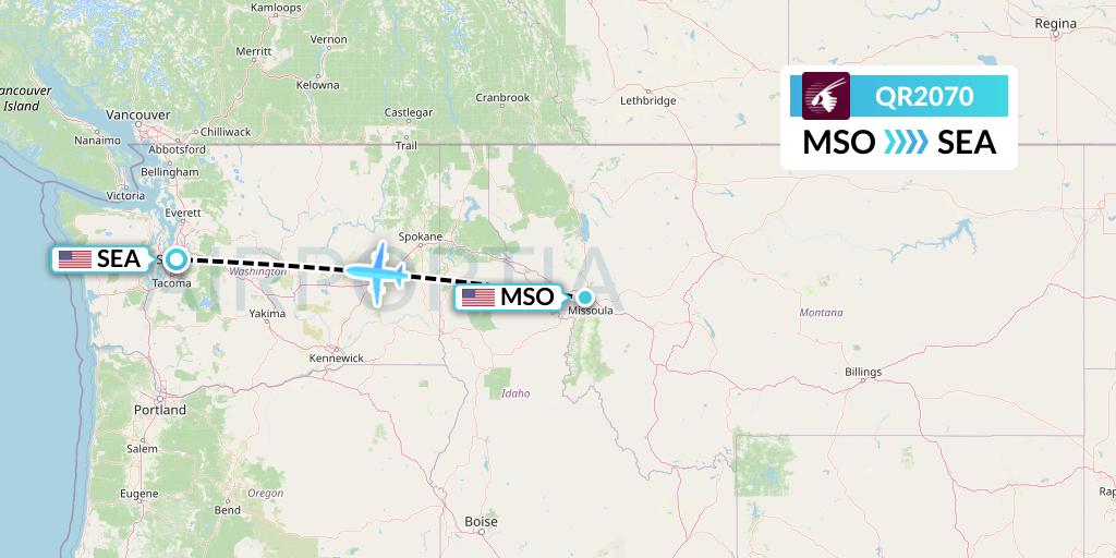QR2070 Qatar Airways Flight Map: Missoula to Seattle