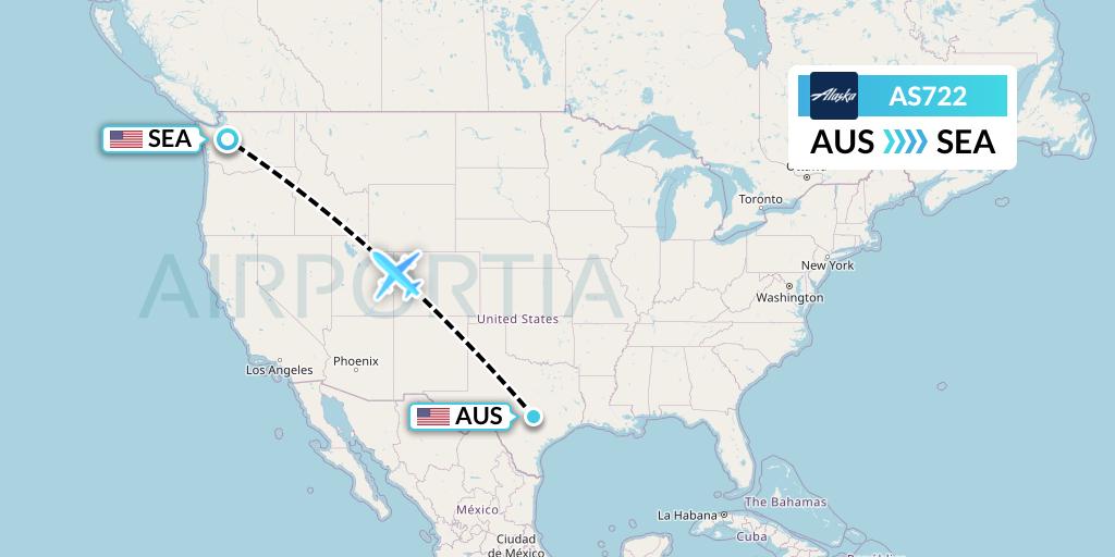 AS722 Alaska Airlines Flight Map: Austin to Seattle