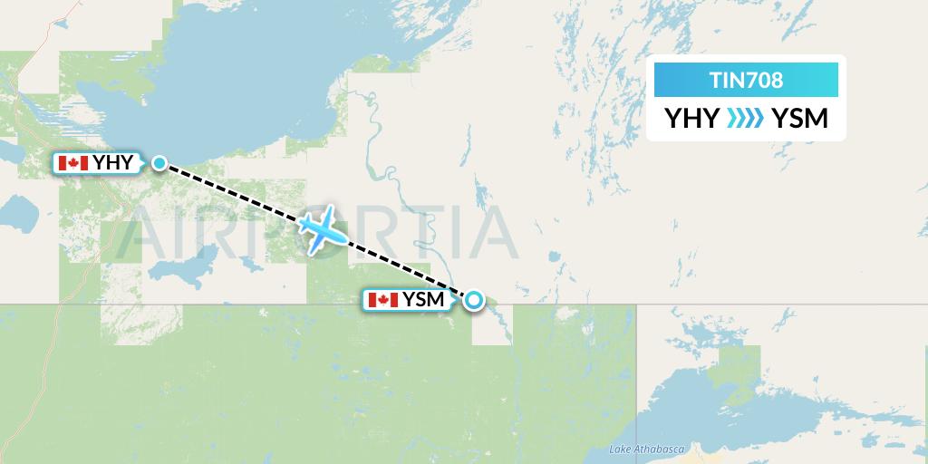 TIN708 Air Tindi Flight Map: Hay River to Fort Smith