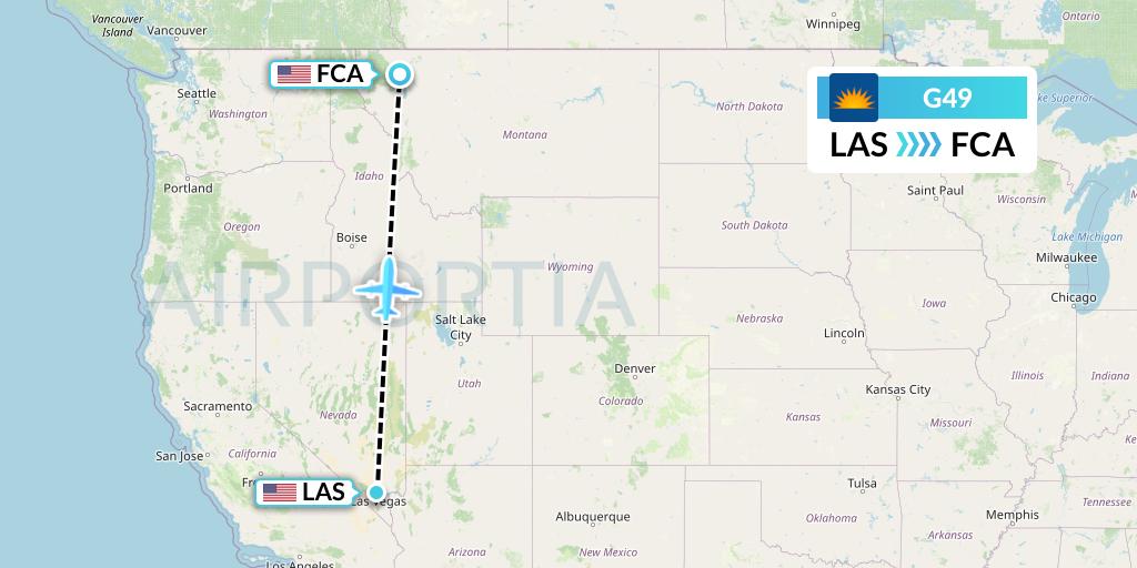 G49 Allegiant Air Flight Map: Las Vegas to Kalispell