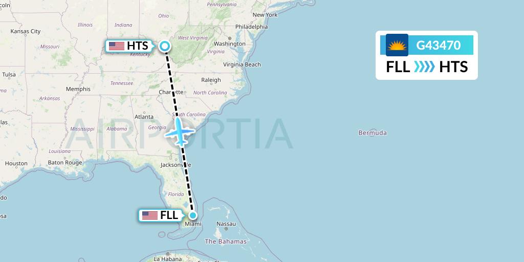 G43470 Allegiant Air Flight Map: Fort Lauderdale to Huntington