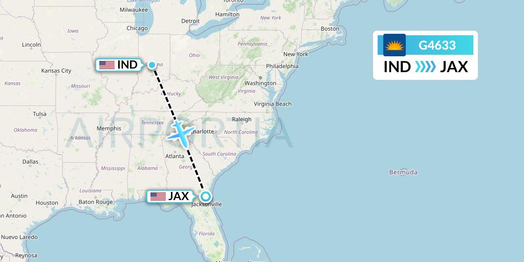 G4633 Allegiant Air Flight Map: Indianapolis to Jacksonville