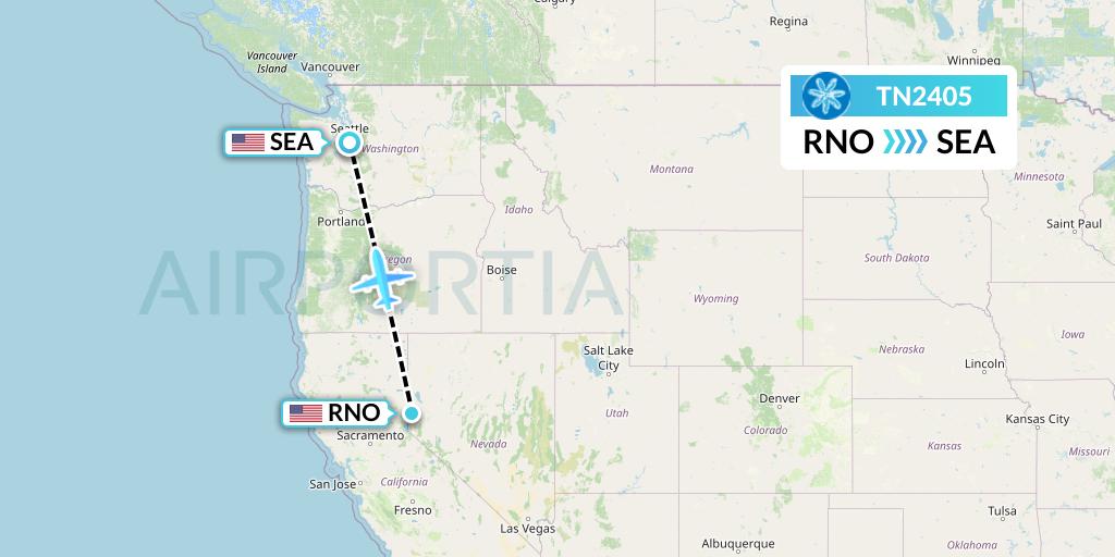 TN2405 Air Tahiti Nui Flight Map: Reno to Seattle