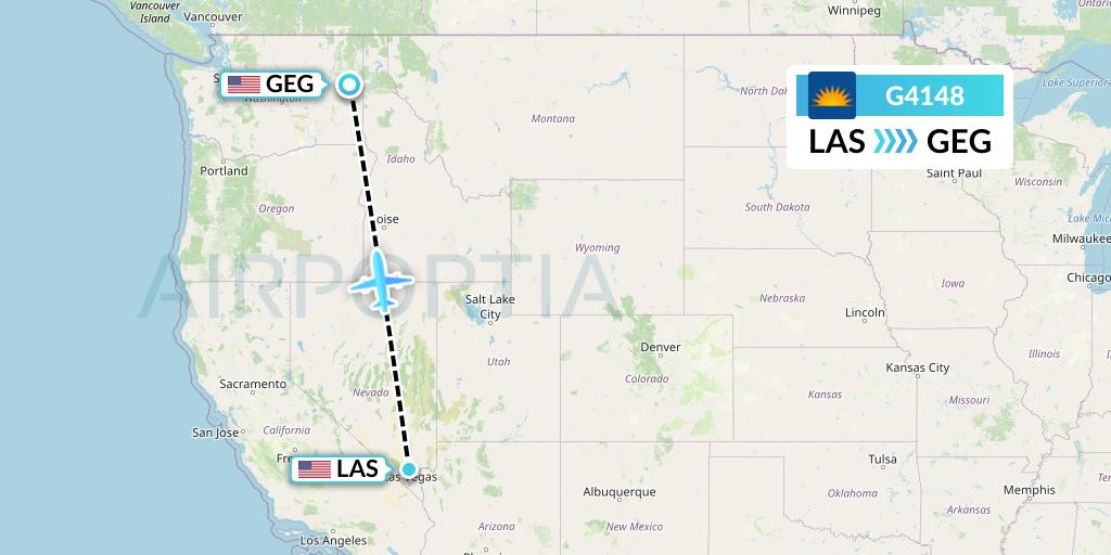 G4148 Allegiant Air Flight Map: Las Vegas to Spokane