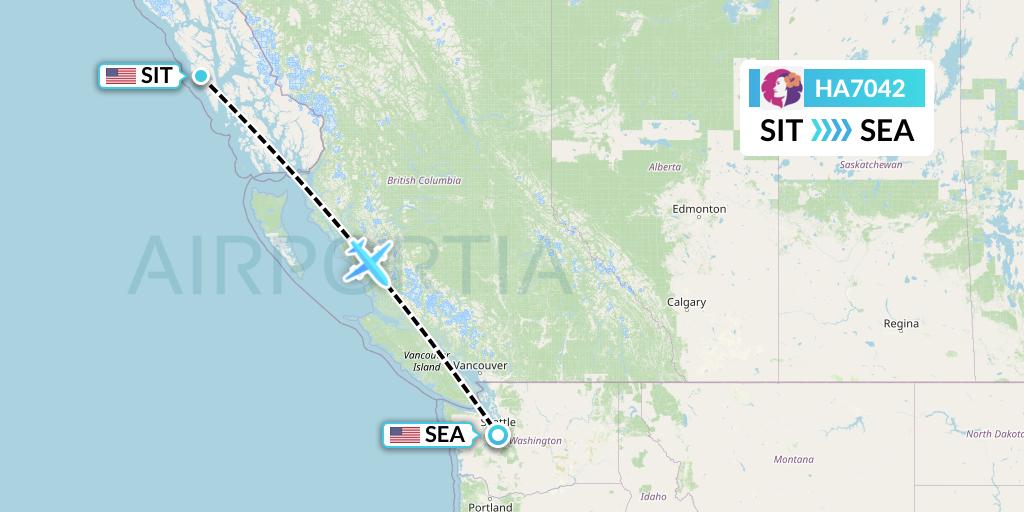 HA7042 Hawaiian Airlines Flight Map: Sitka to Seattle