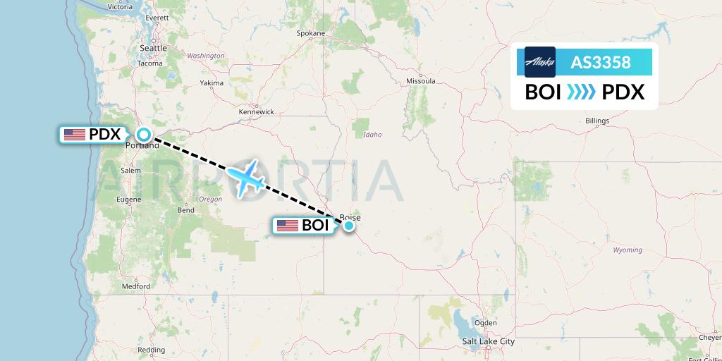 AS3358 Alaska Airlines Flight Map: Boise to Portland
