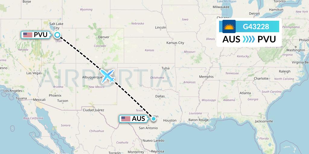 G43228 Allegiant Air Flight Map: Austin to Provo