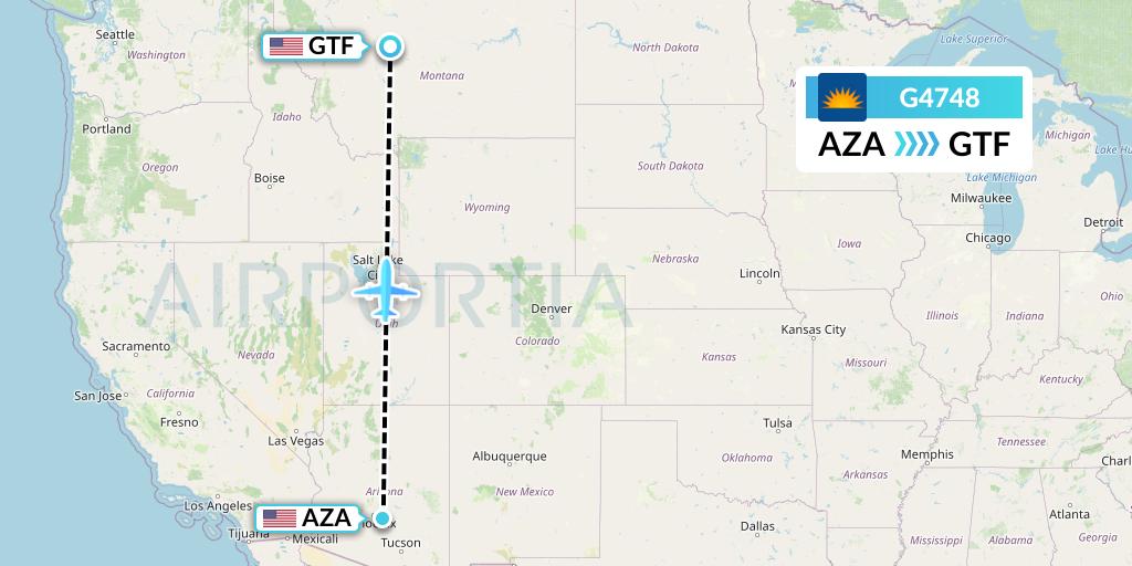 G4748 Allegiant Air Flight Map: Phoenix to Great Falls