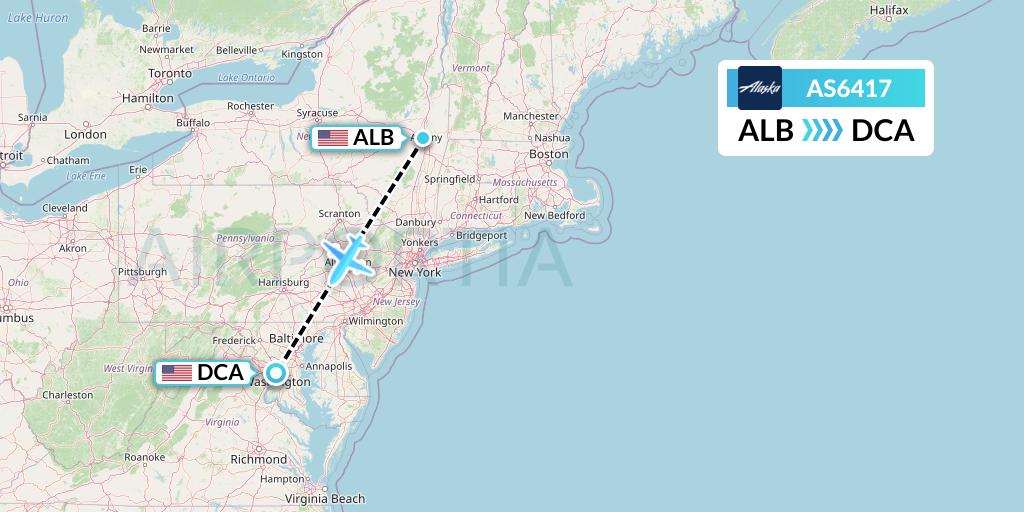 AS6417 Alaska Airlines Flight Map: Albany to Washington