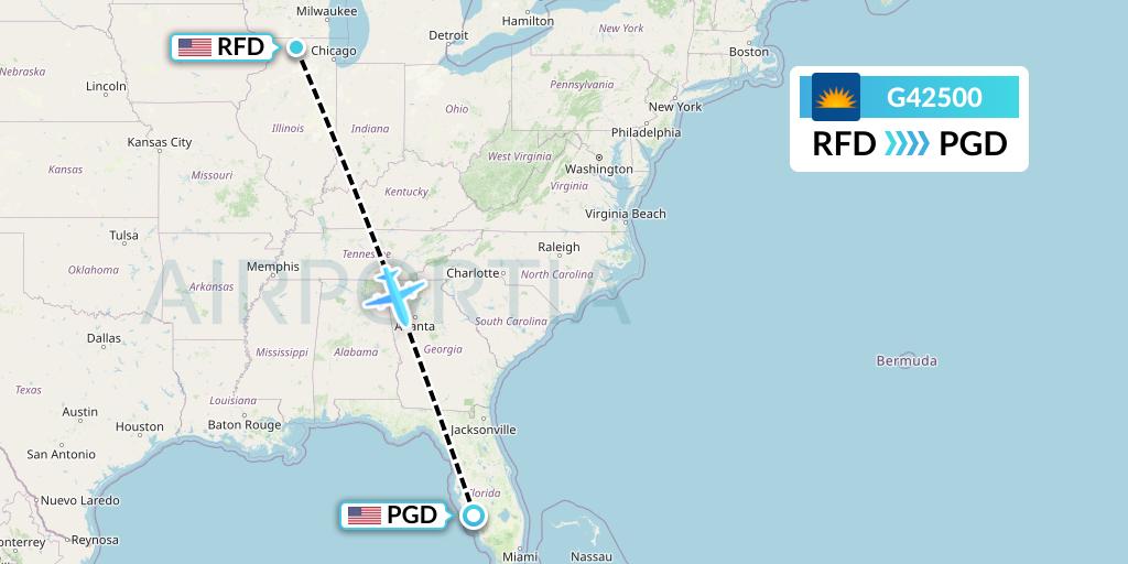G42500 Allegiant Air Flight Map: Chicago to Punta Gorda