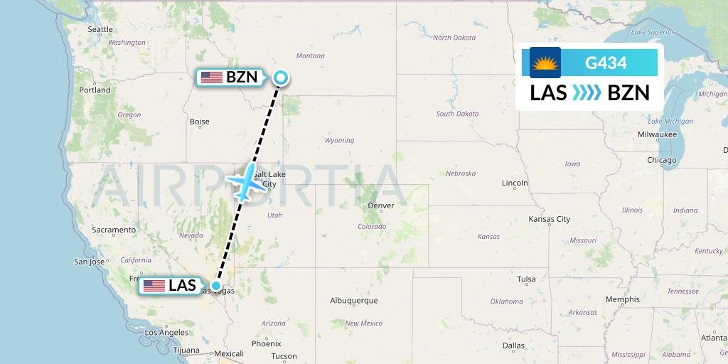 G434 Allegiant Air Flight Map: Las Vegas to Bozeman
