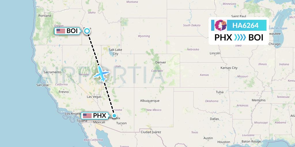 HA6264 Hawaiian Airlines Flight Map: Phoenix to Boise