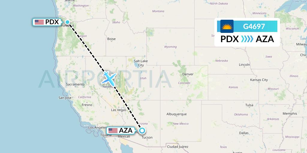 G4697 Allegiant Air Flight Map: Portland to Phoenix