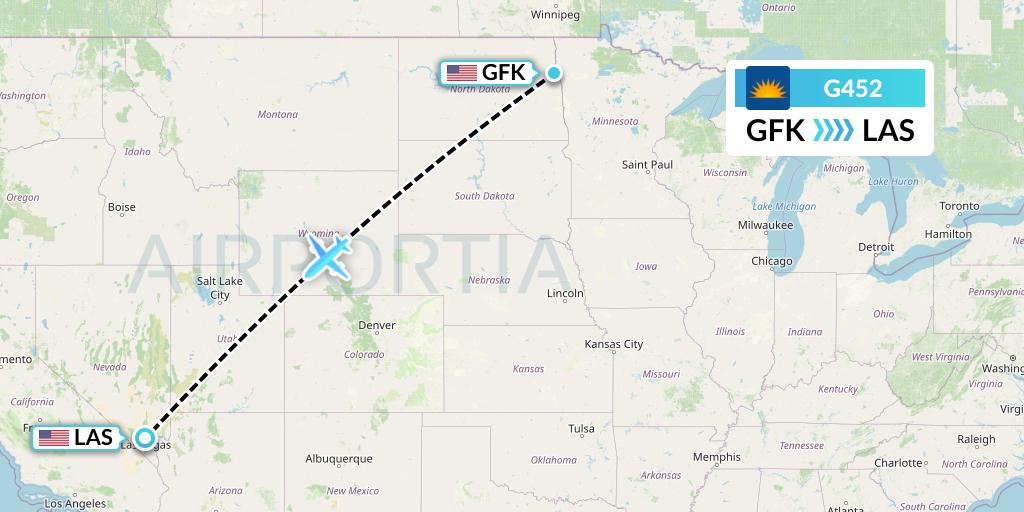 G452 Allegiant Air Flight Map: Grand Forks to Las Vegas