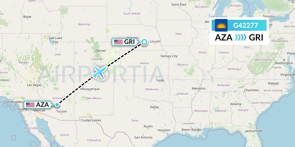 G42277 Allegiant Air Flight Map: Phoenix to Grand Island