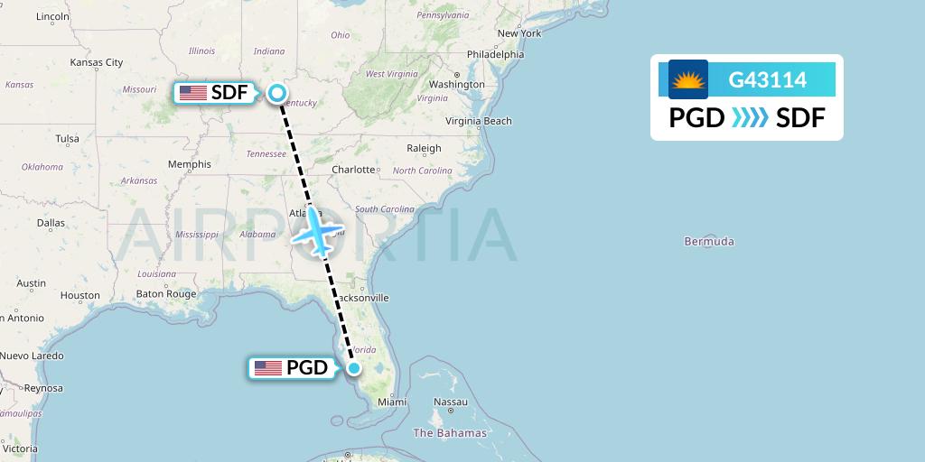 G43114 Allegiant Air Flight Map: Punta Gorda to Louisville