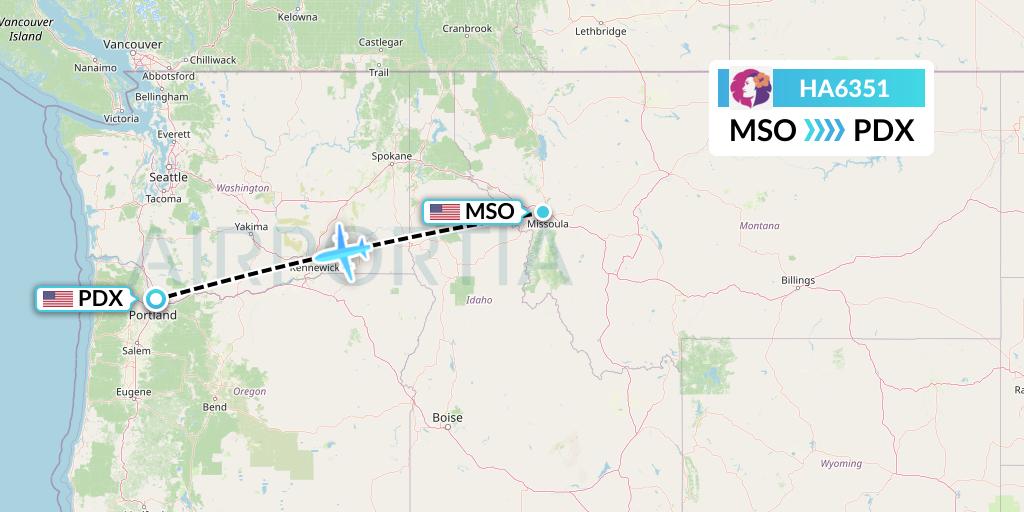 HA6351 Hawaiian Airlines Flight Map: Missoula to Portland