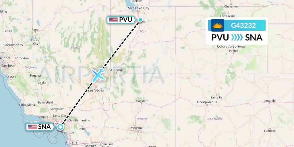 G43232 Allegiant Air Flight Map: Provo to Orange County