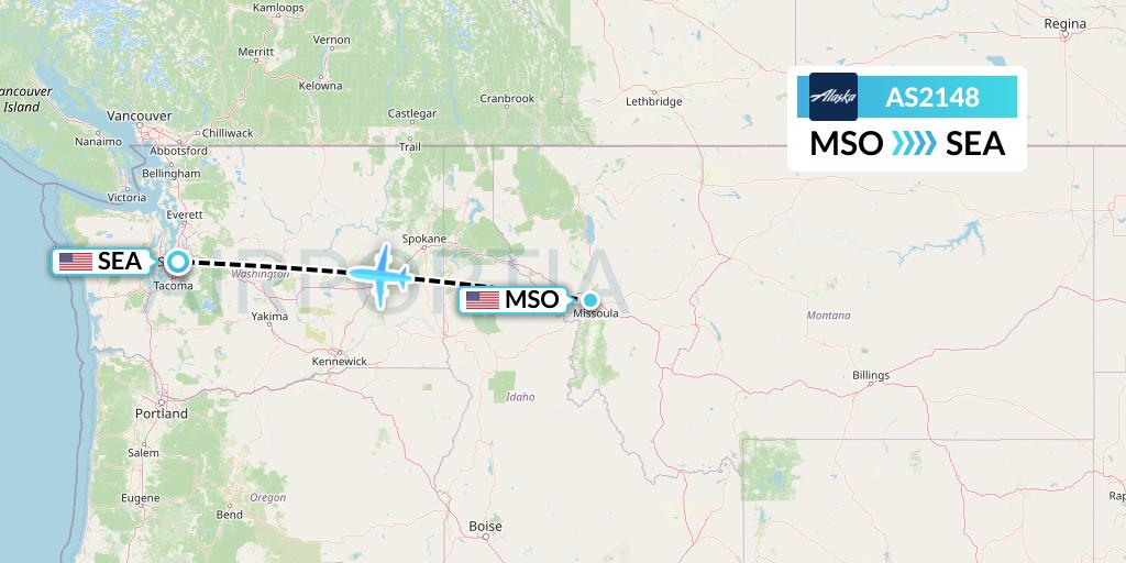 AS2148 Alaska Airlines Flight Map: Missoula to Seattle