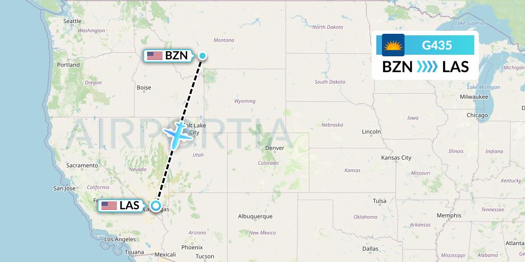 G435 Allegiant Air Flight Map: Bozeman to Las Vegas