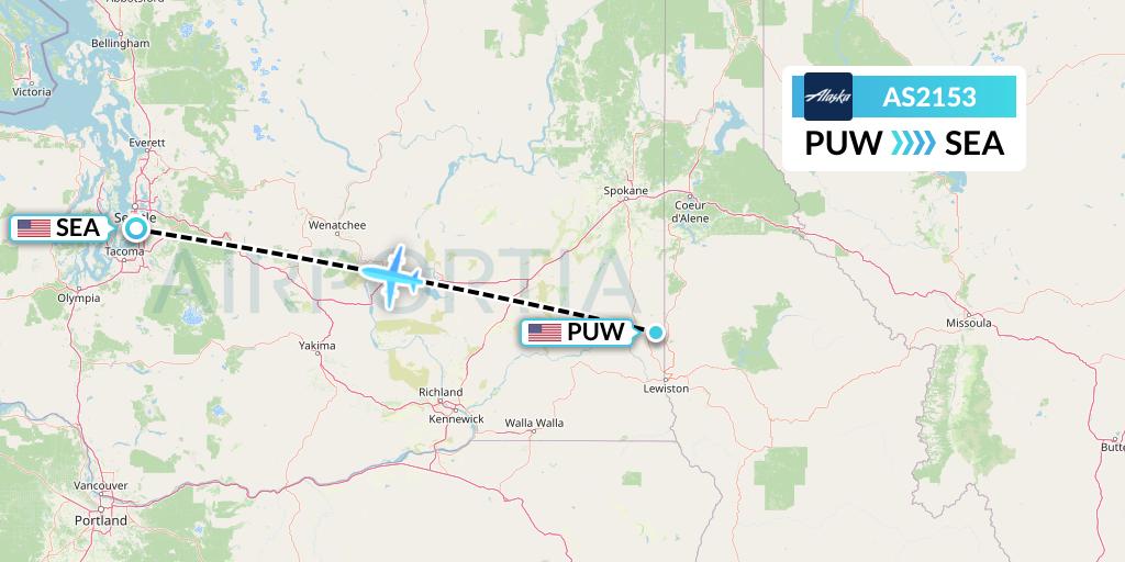 AS2153 Alaska Airlines Flight Map: Pullman to Seattle