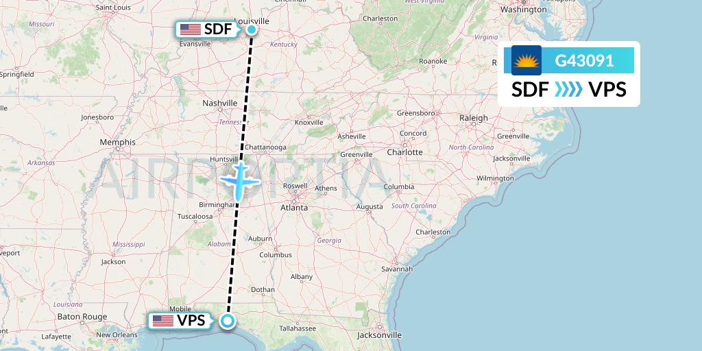 G43091 Allegiant Air Flight Map: Louisville to Valparaiso