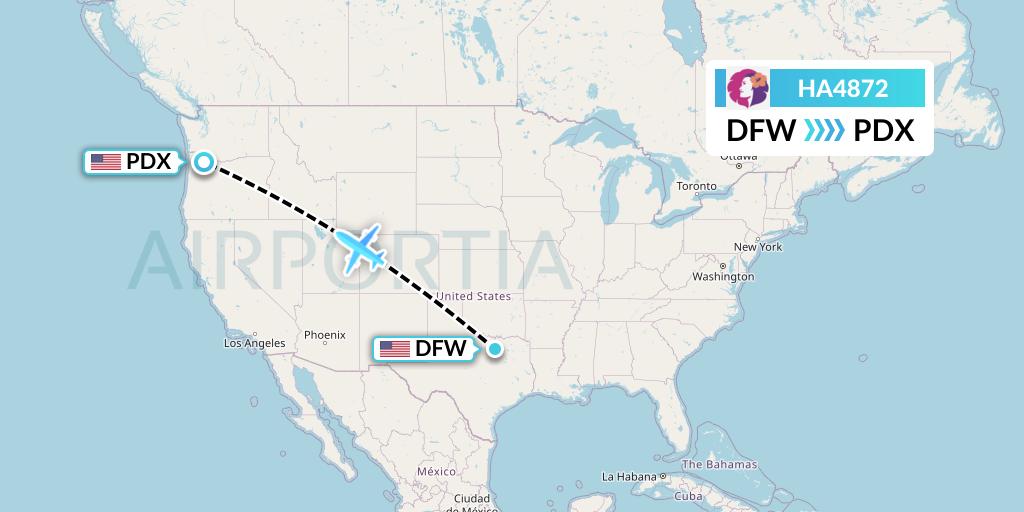HA4872 Hawaiian Airlines Flight Map: Dallas to Portland
