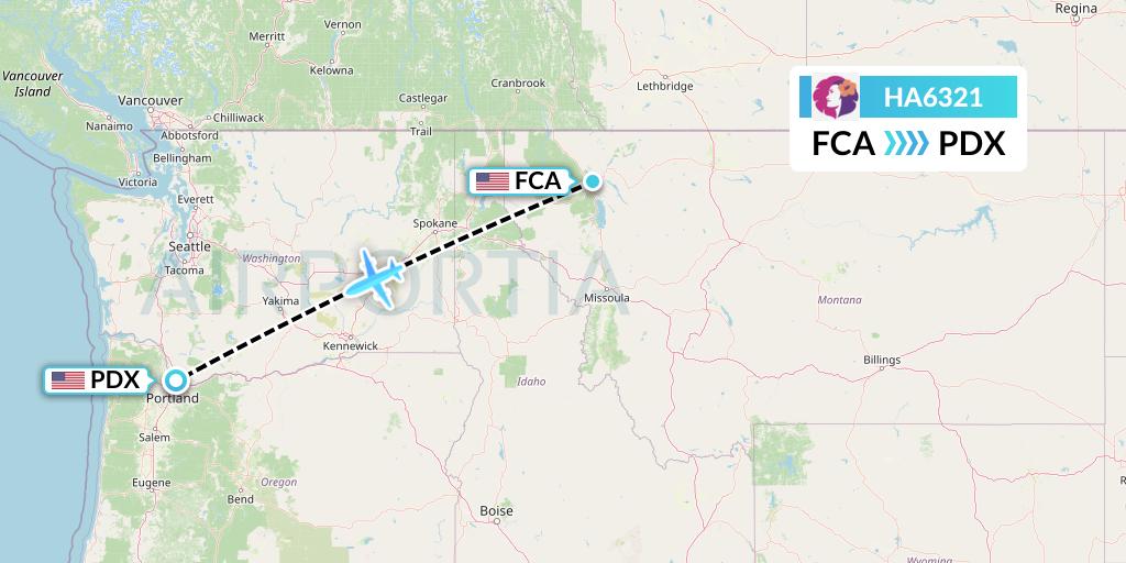HA6321 Hawaiian Airlines Flight Map: Kalispell to Portland