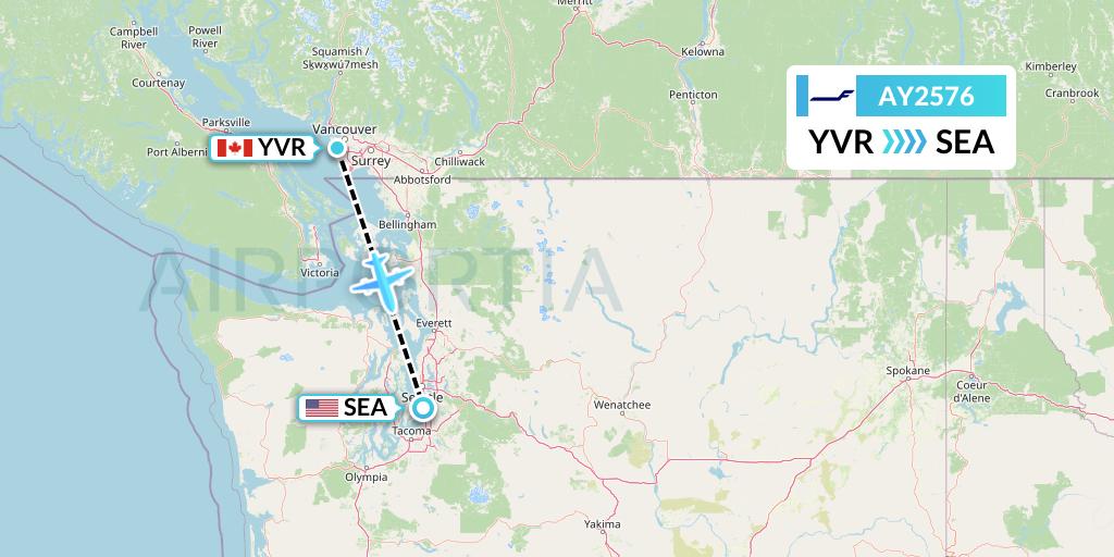 AY2576 Finnair Flight Map: Vancouver to Seattle