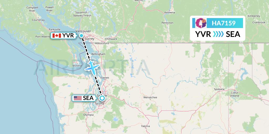 HA7159 Hawaiian Airlines Flight Map: Vancouver to Seattle