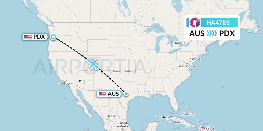 HA4781 Hawaiian Airlines Flight Map: Austin to Portland