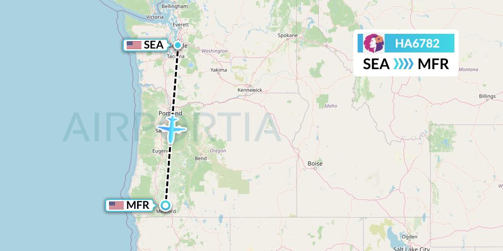 HA6782 Hawaiian Airlines Flight Map: Seattle to Medford