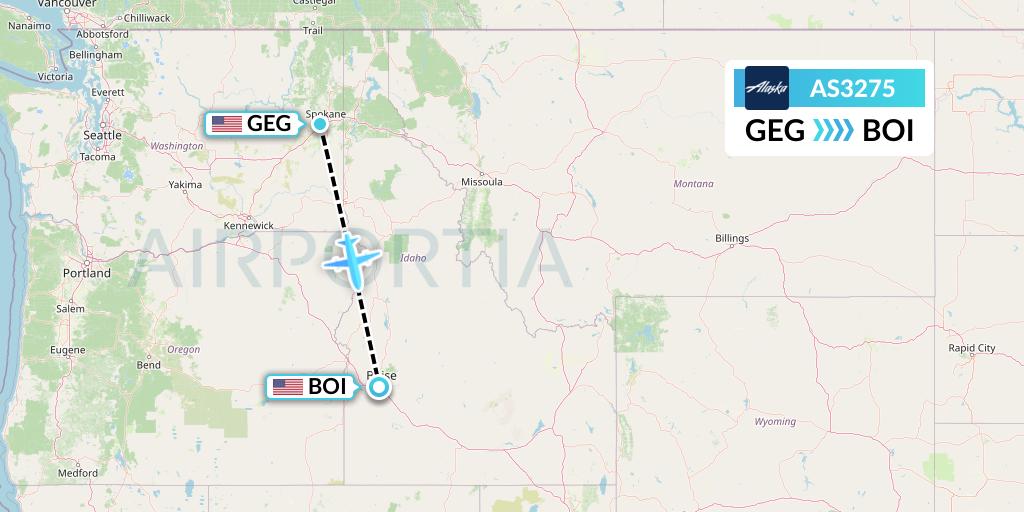 AS3275 Alaska Airlines Flight Map: Spokane to Boise