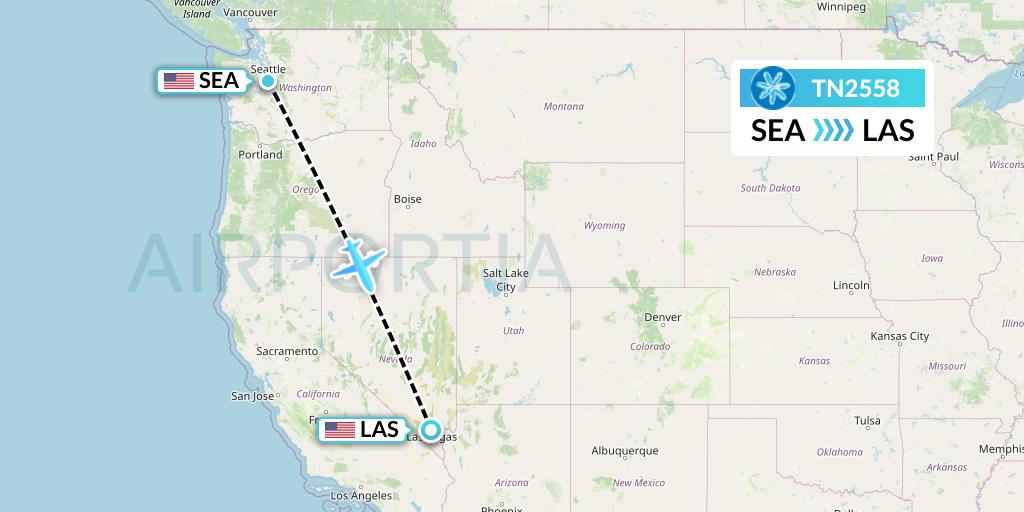 TN2558 Air Tahiti Nui Flight Map: Seattle to Las Vegas