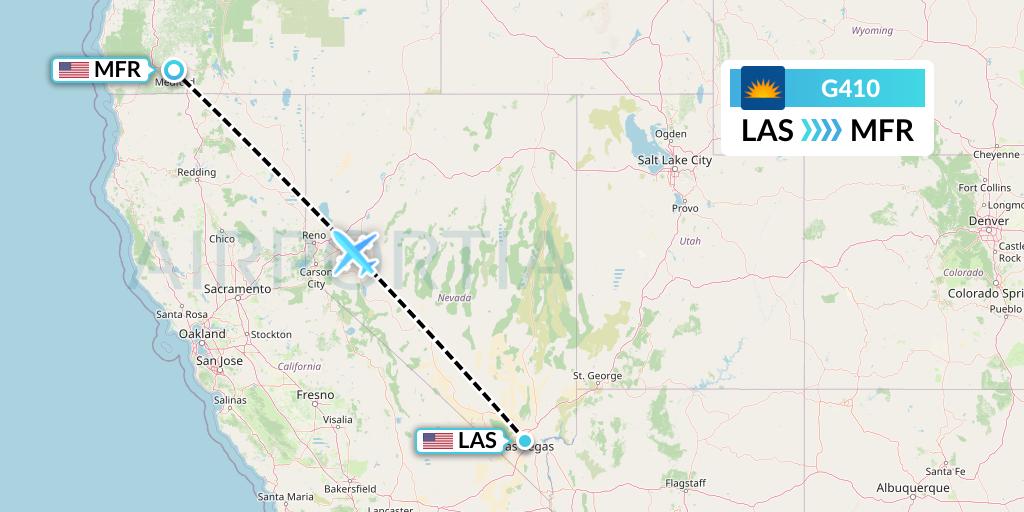 G410 Allegiant Air Flight Map: Las Vegas to Medford