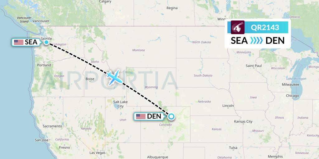 QR2143 Qatar Airways Flight Map: Seattle to Denver
