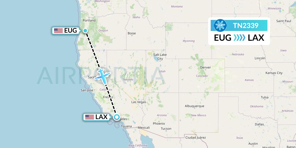 TN2339 Air Tahiti Nui Flight Map: Eugene to Los Angeles